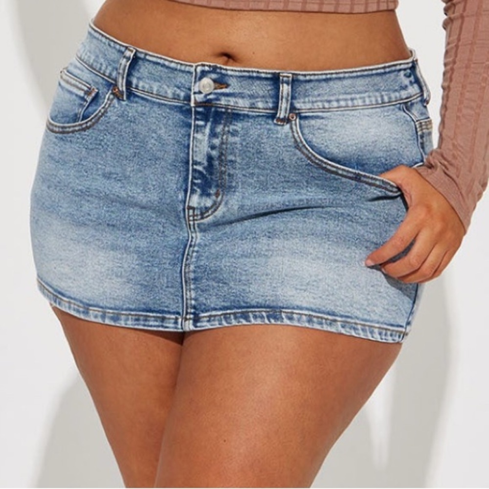 Denim Micro Mini Skirt - Light Wash